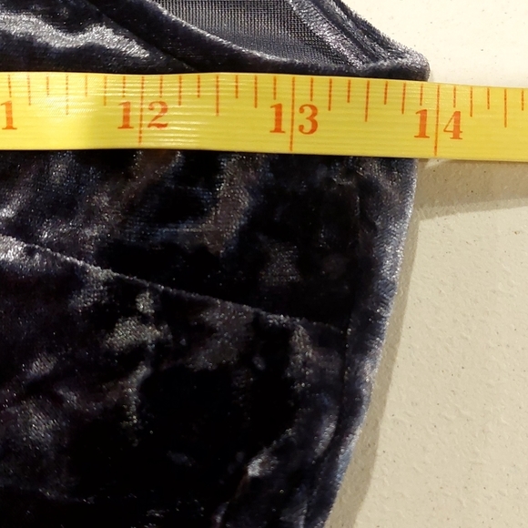 Topshop Women's Size 2 Dress Crushed Velvet Blue Gray Skater Side Cut Out - Picture 9 of 10